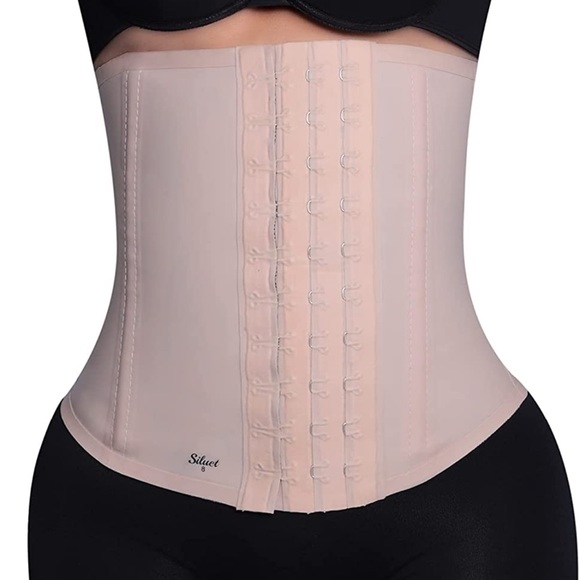 Latex waist cincher 3 rows of hooks metal boning rods - Picture 3 of 8